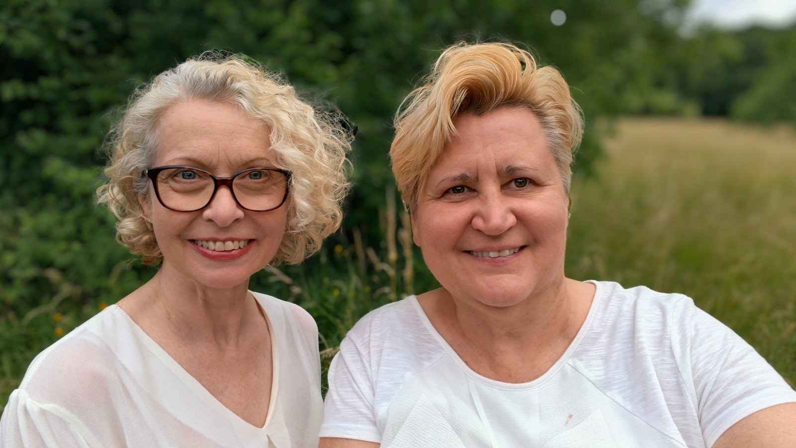 Andrea Kurz und Natascha Ljubic lächelnd in der Natur