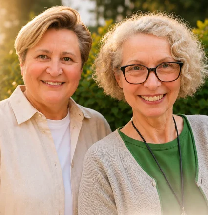Natascha Ljubic und Andrea Kurz im warmen Abendlicht